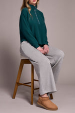 Tribal Fall 2025-6036O-5139-Henley Top W/Rib Combo-Silver Pine - The Coach Pyramids