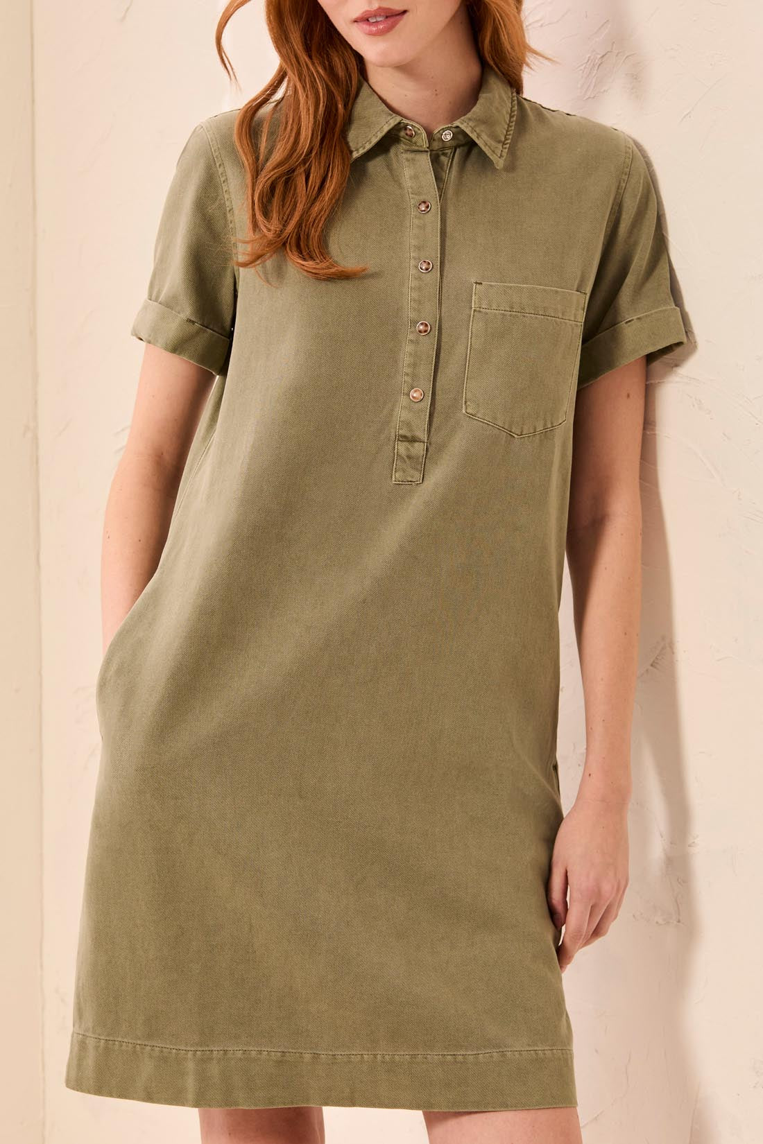 Tribal-Pop Over Shirt Dress W/Horn Snaps-6230O-3366-Olive Stone - The Coach Pyramids