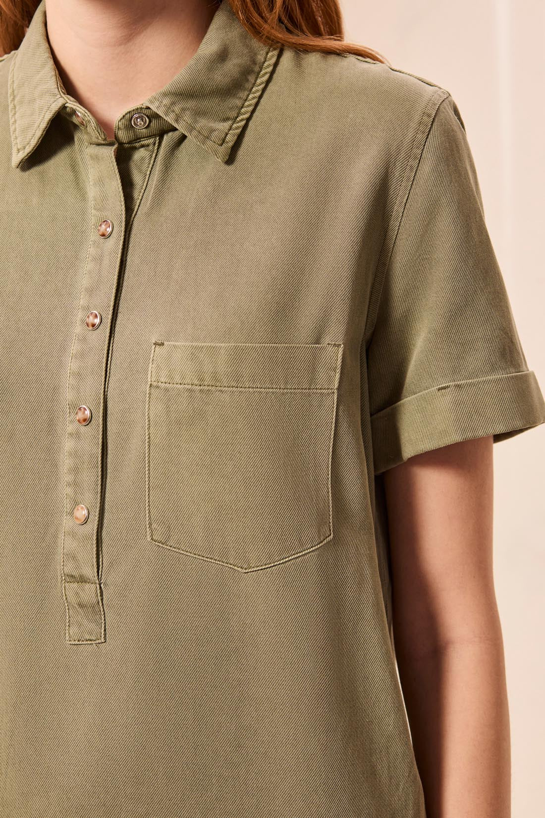 Tribal-Pop Over Shirt Dress W/Horn Snaps-6230O-3366-Olive Stone - The Coach Pyramids