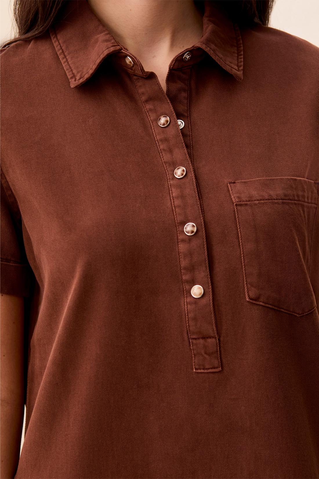 Tribal-Pop Over Shirt Dress W/Horn Snaps-6230O-3379-Rustic Brown - The Coach Pyramids