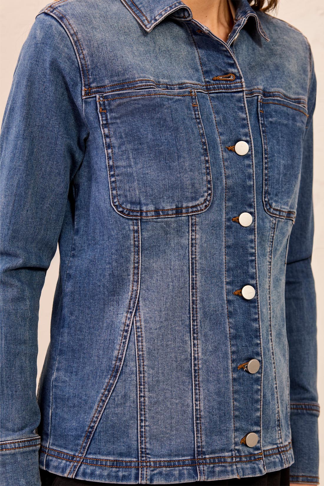 Tribal-Denim Fitted Jacket W/Inserts-6233O-1611-Dusk - The Coach Pyramids