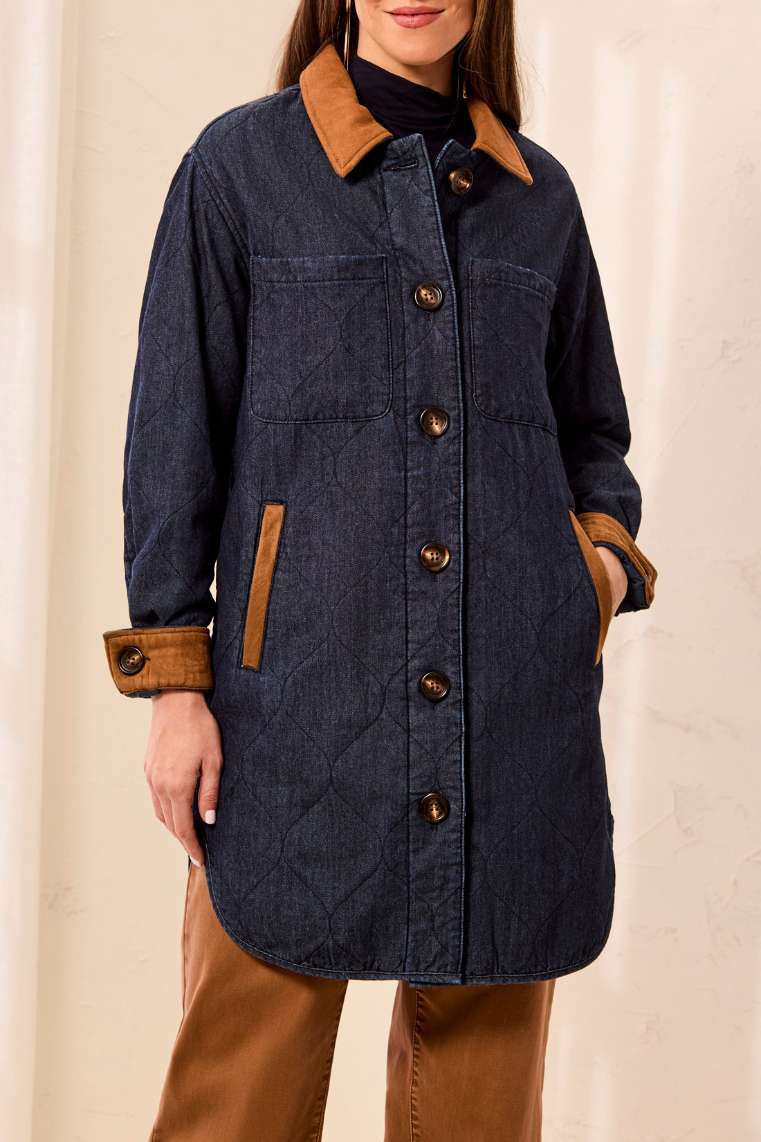 Tribal-Quilted Denim Jacket W/Suede-6237O-2200-Rinse - The Coach Pyramids