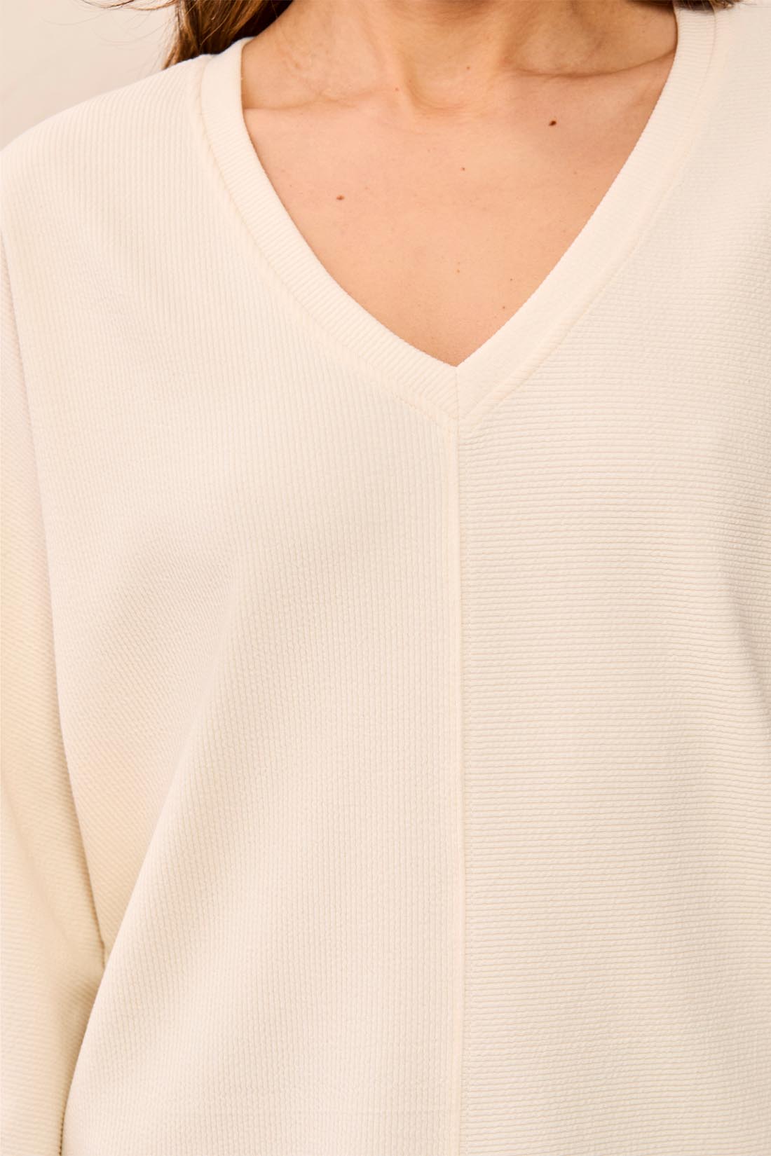 Tribal-L/S Dolman V Neck Top-6241O-3381-Antique White - The Coach Pyramids