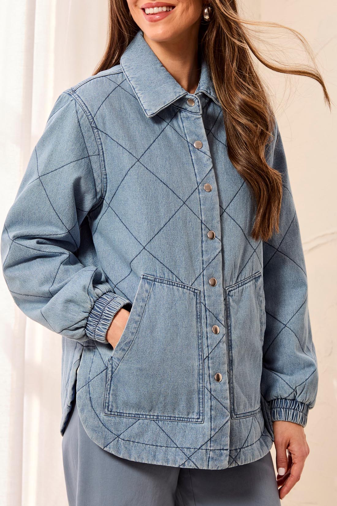 Tribal-Denim Quilted Jacket-6242O-2131-Sky Light - The Coach Pyramids
