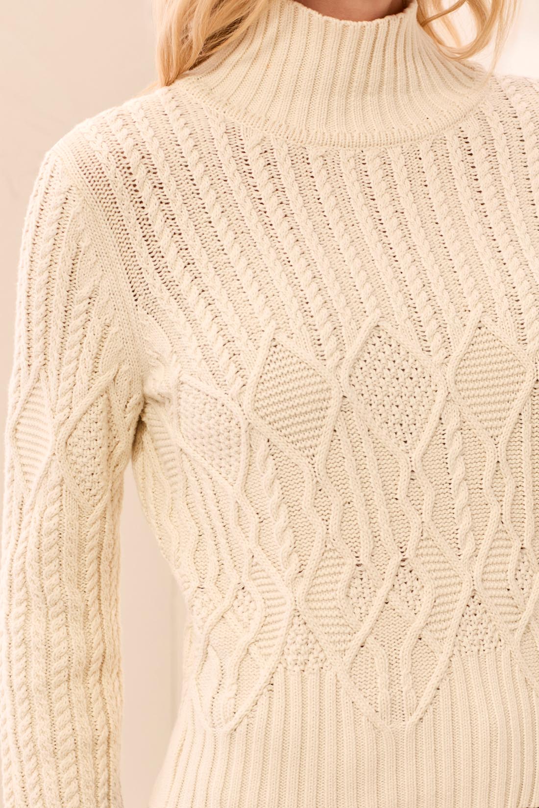Tribal-Mock Neck Sweater W/Special Wash-6251O-3381-Antique White - The Coach Pyramids