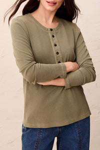 Tribal-L/S Funnel Neck Top-6271O-3366-Olive Stone - The Coach Pyramids
