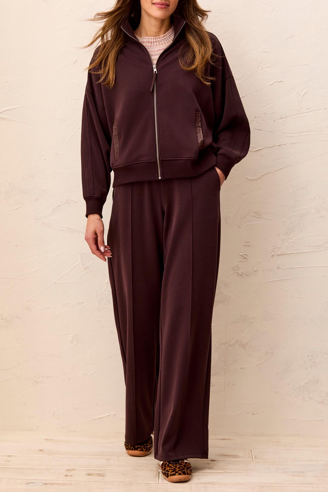 Tribal-Wide Leg Pant W/Pintucks And Back Pockets-6295O-1297-Saddle Brown - The Coach Pyramids