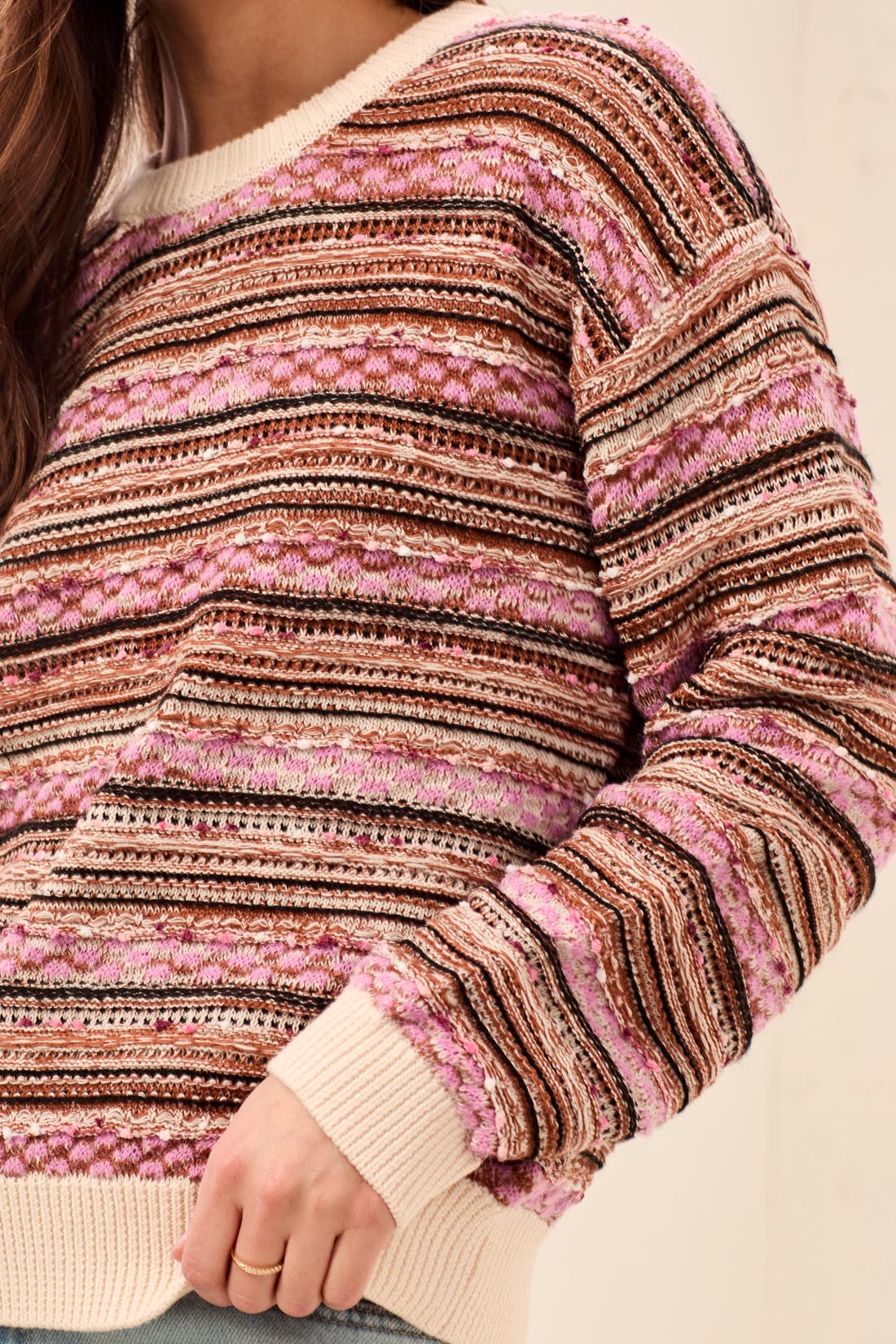 Tribal-Crew Neck Sweater W/Contrast Rib-6303O-3422-Nostalgia - The Coach Pyramids