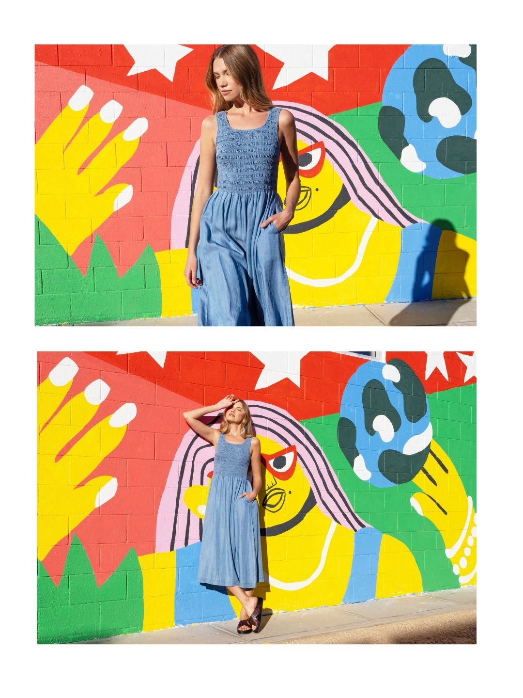 Charlie B-C3235-996-Sleeveless Maxi Dress W/Smocked Bodice-Soft Blue - The Coach Pyramids