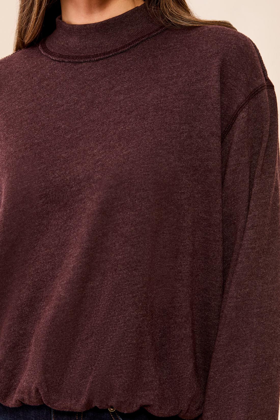 Tribal-Garment Dye Bubble Sweat Shirt W/Rib-6353O-1297-Saddle Brown - The Coach Pyramids