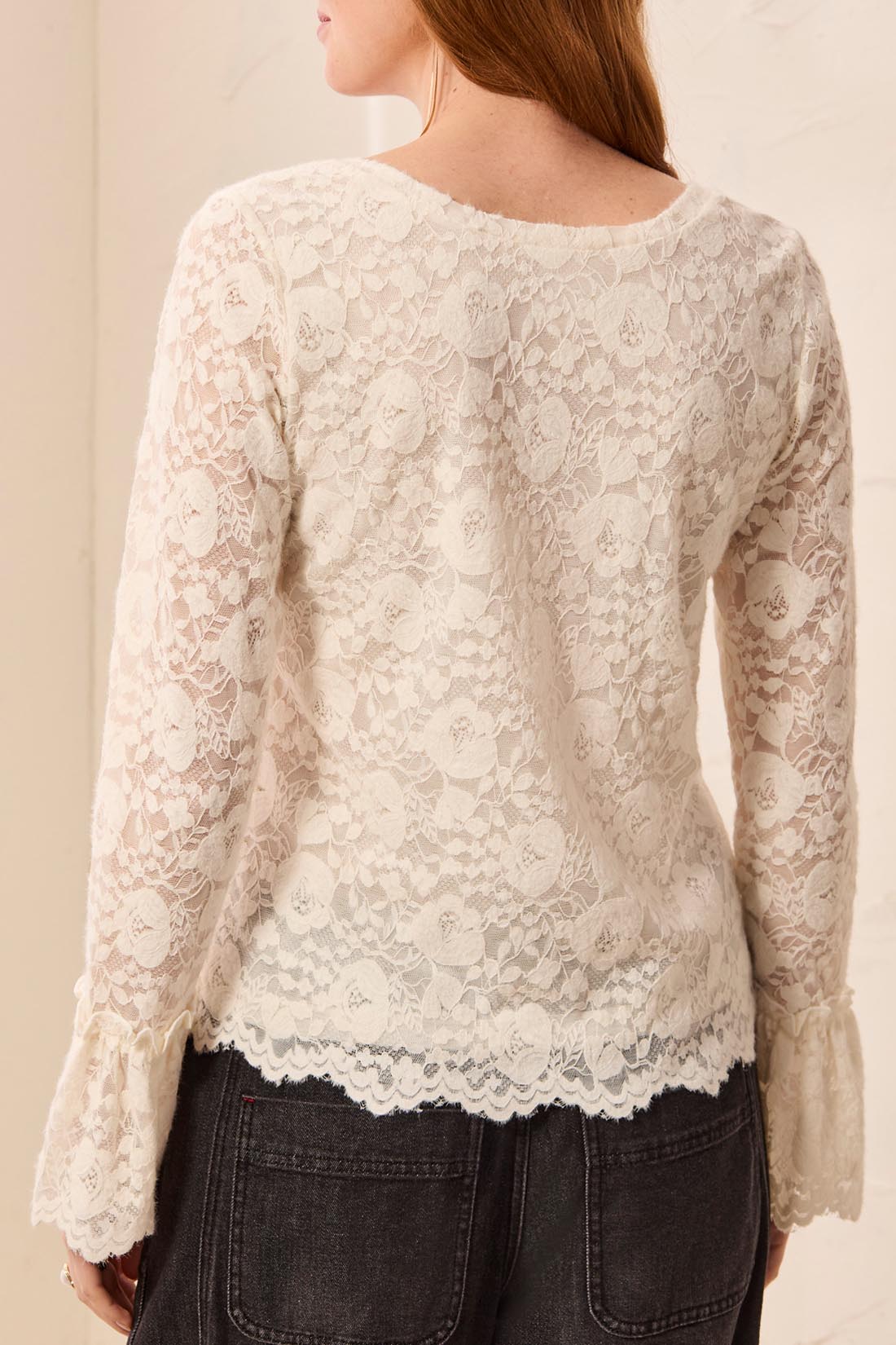 Tribal-Wear 2 Ways Fancy Lace Top W/Scallop Hem-6359O-3381-Antique White - The Coach Pyramids