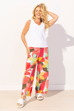 Habitat Escape Spring/Summer 2025-E65516-Vacay Pant Tropical Floral-Punch