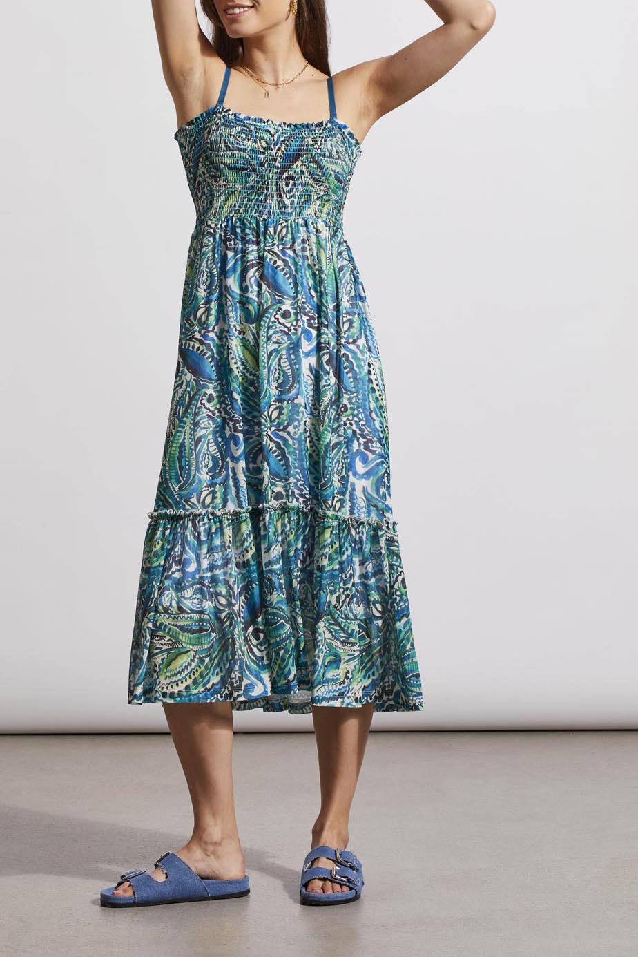 Tribal  Spring/Summer 2024 6573O/2401-Convertible Dress W/Removable Straps-Ocean Side - The Coach Pyramids