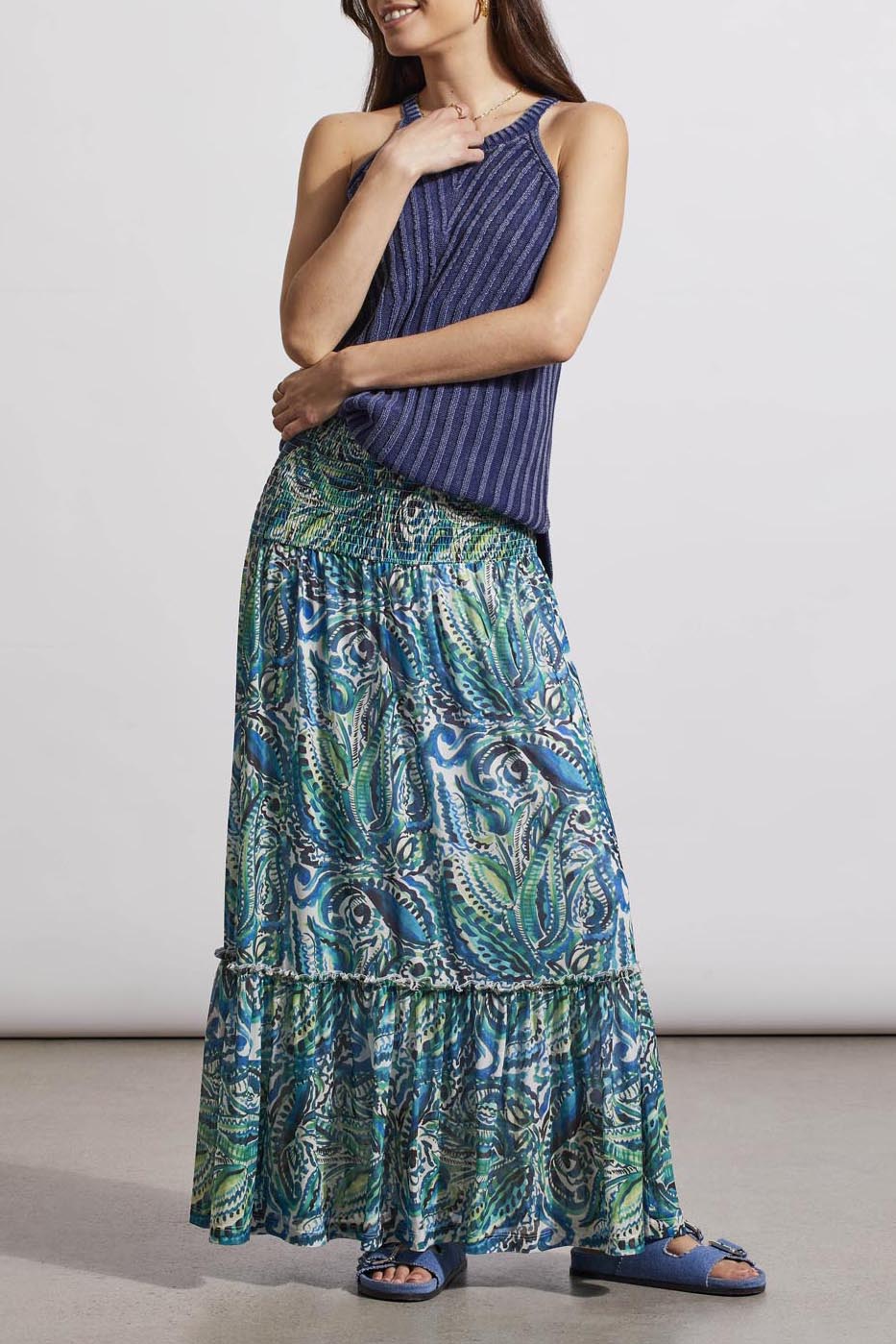 Tribal  Spring/Summer 2024 6573O/2401-Convertible Dress W/Removable Straps-Ocean Side - The Coach Pyramids