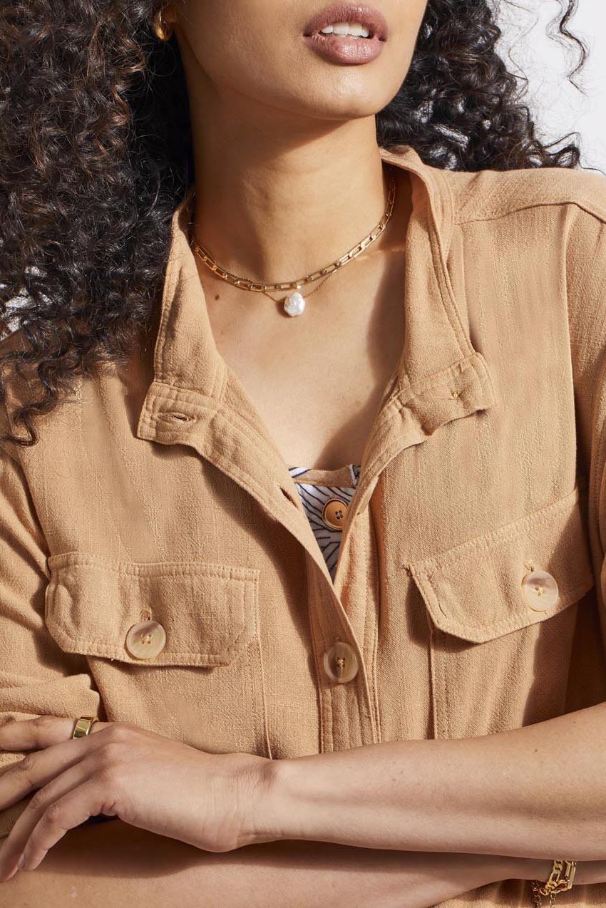 Tribal  Spring/Summer 2024 6889O/4925-Crop Jacket-Caramel - The Coach Pyramids