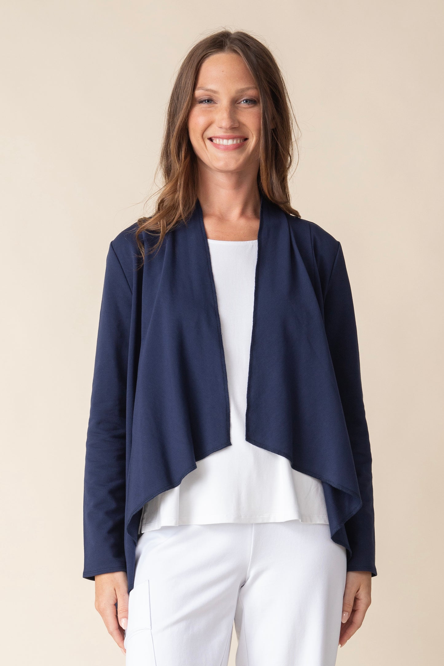 Habitat Spring/Summer 2025-H69330S5-Drape Front Jacket-Navy - The Coach Pyramids