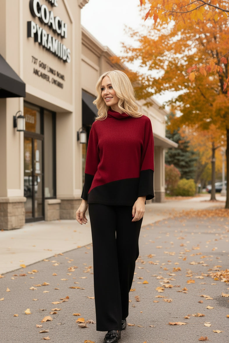 Pure Essence - 695-8012 - Red/Black Sweater - The Coach Pyramids