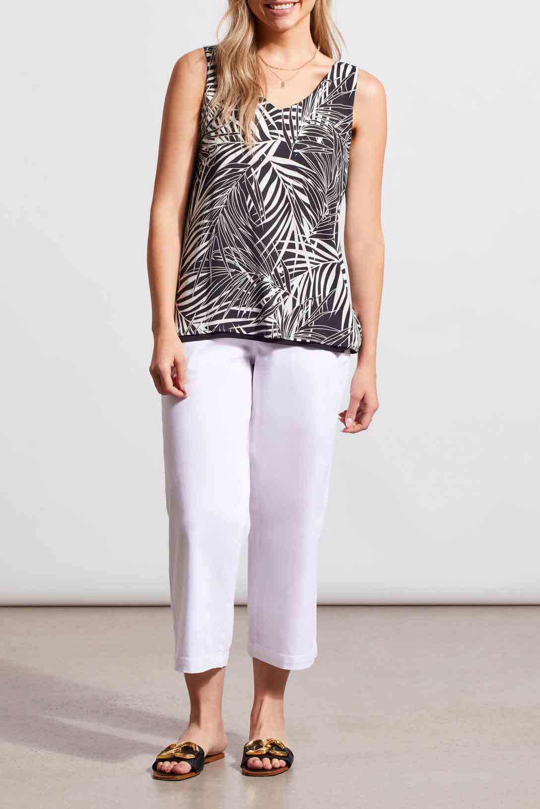 Tribal  Spring/Summer 2024-7265O-1434-Reversible V Neck Cami-Black/White - The Coach Pyramids