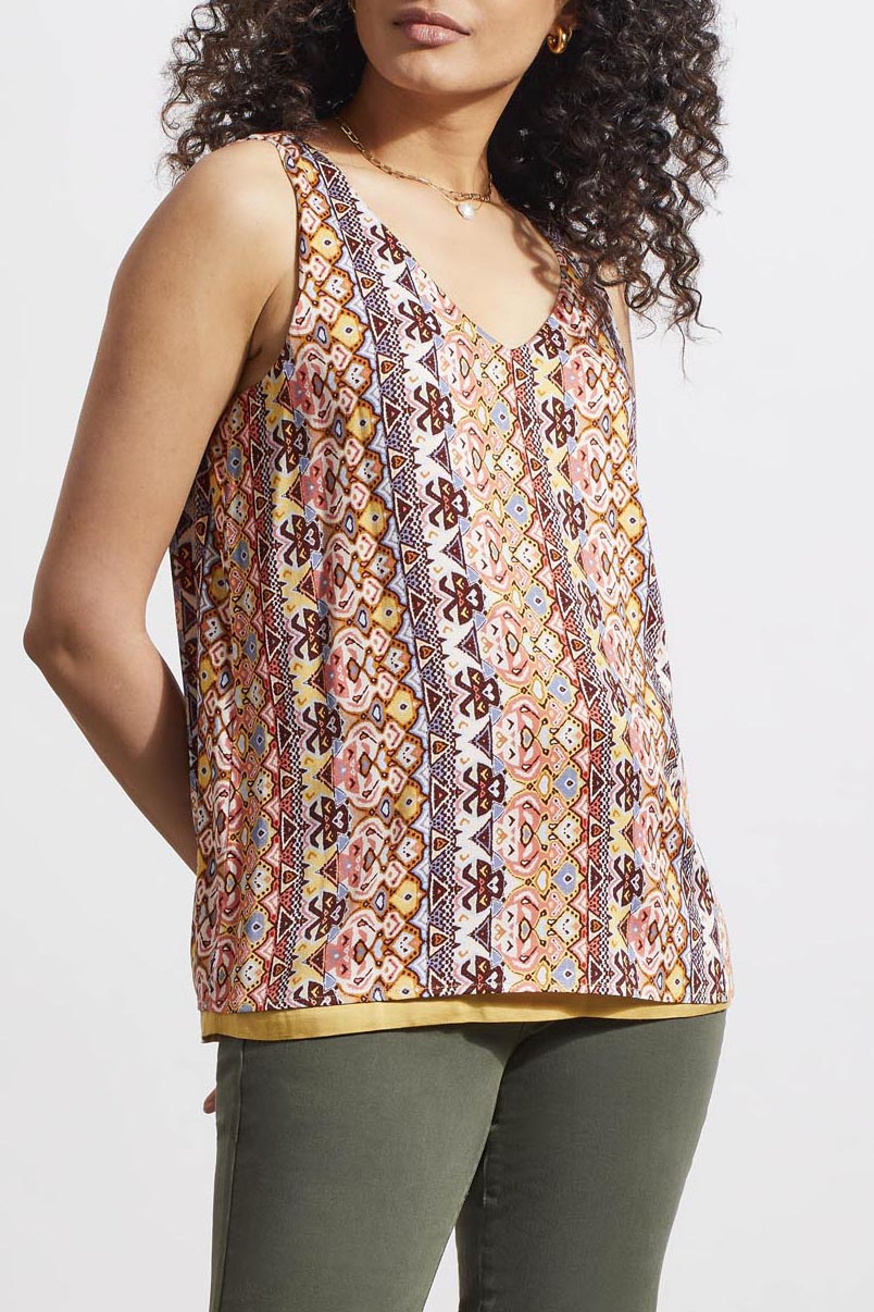 Tribal  Spring/Summer 2024-7265O-1434-Reversible V Neck Cami-Dijon - The Coach Pyramids
