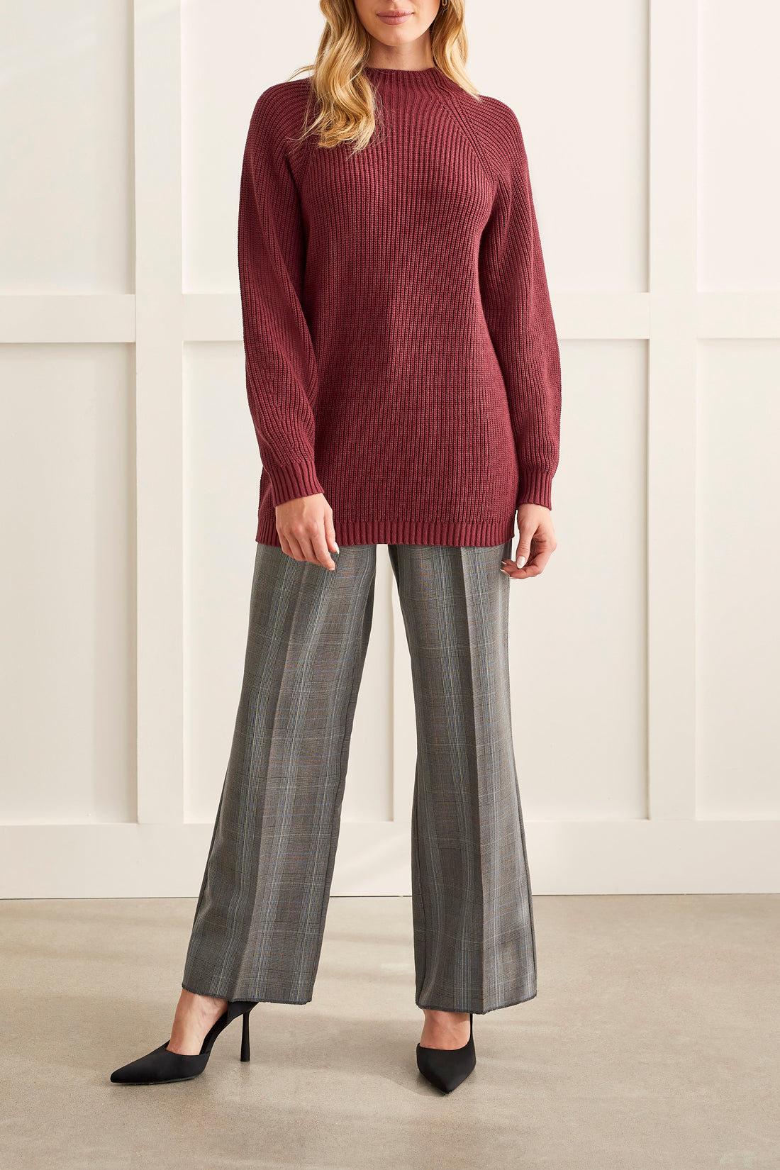 Tribal  Fall/Winter 2023-7515O/4647-Tunic Sweater- Red Wine - The Coach Pyramids