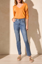Tribal Fall 2025-7572O-5050-Sophia 32 Inch Straight Leg Jeans-DK Vintage