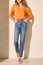 Tribal Fall 2025-7572O-5050-Sophia 32 Inch Straight Leg Jeans-DK Vintage