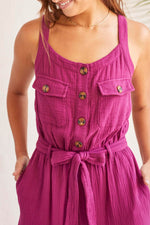 Tribal  Spring/Summer 2024-7676O-4555-Belted Jumpsuit-Plum - The Coach Pyramids