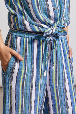 Tribal  Spring/Summer 2024 7704O/4400-Linen Flowy Pant-Blue Sea - The Coach Pyramids