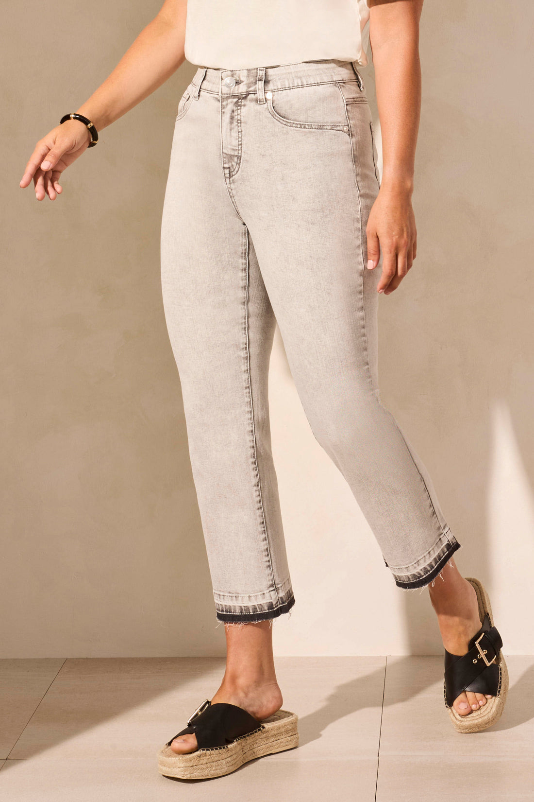 Tribal Spring/Summer 2025-7735O-2020-Sophia Curvy Micro Flare Crop Jeans-Shadow Mist - The Coach Pyramids