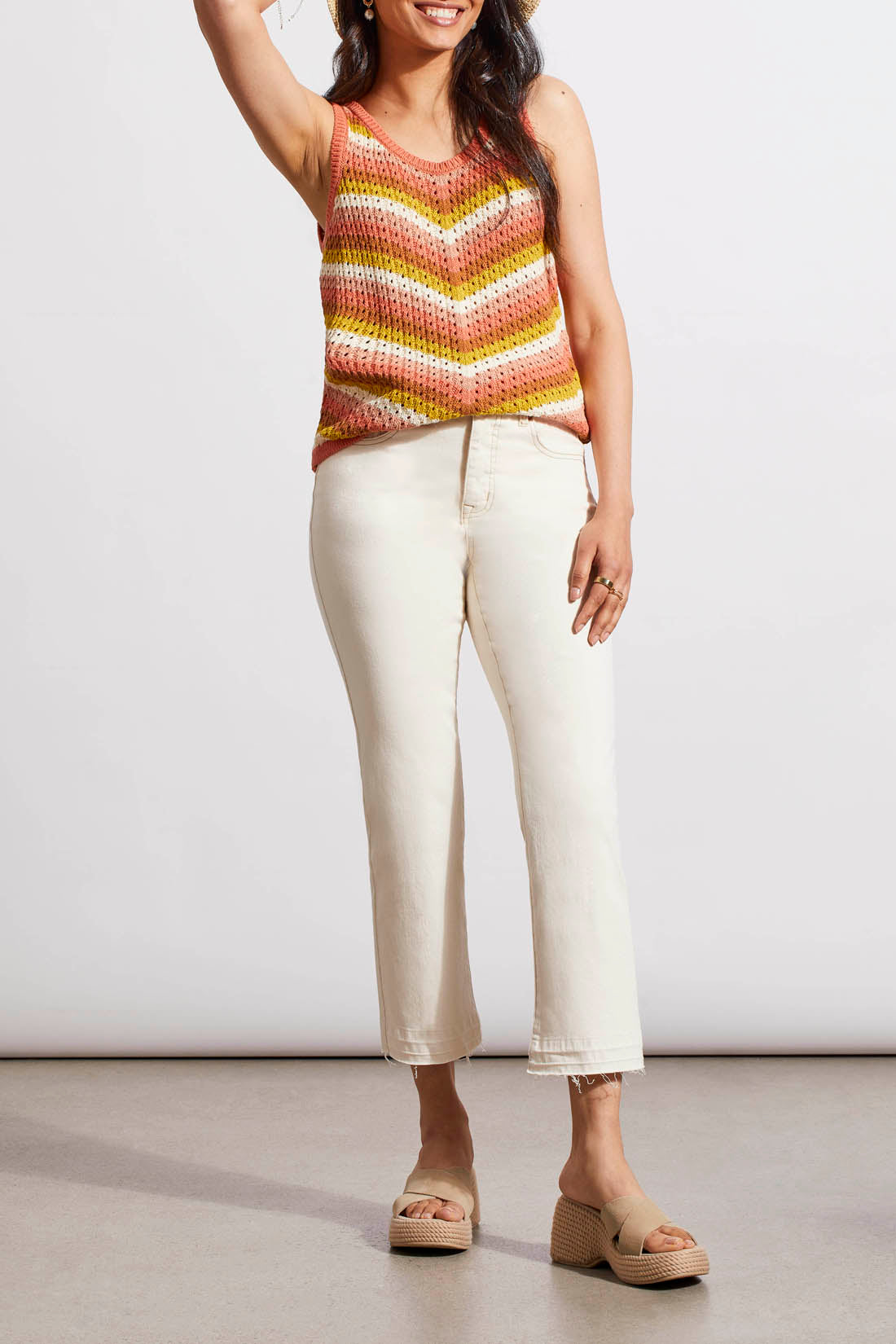 Tribal  Spring/Summer 2024-7735O-4744-Flare Crop Jeans-Ecru - The Coach Pyramids