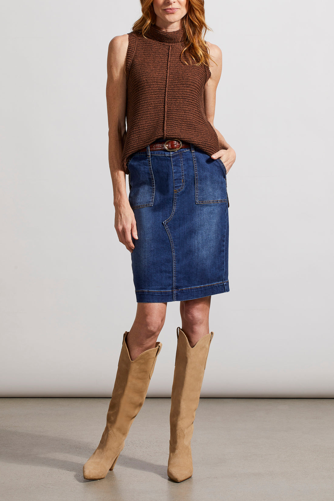 Tribal  Fall/Winter 2023-7864O/4813-Sleeveless Sweater-Mocha - The Coach Pyramids