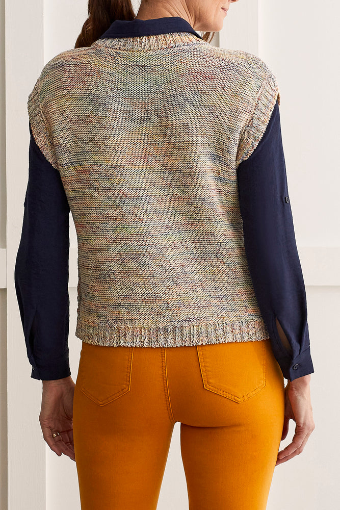 Tribal  Fall/Winter 2023-7894O/4850-SLV Crew Neck Sweater-Cream Multi - The Coach Pyramids