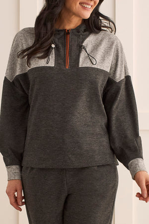 Tribal  Fall/Winter 2023-7970O/4885-Top W/Hood -Charcoal - The Coach Pyramids