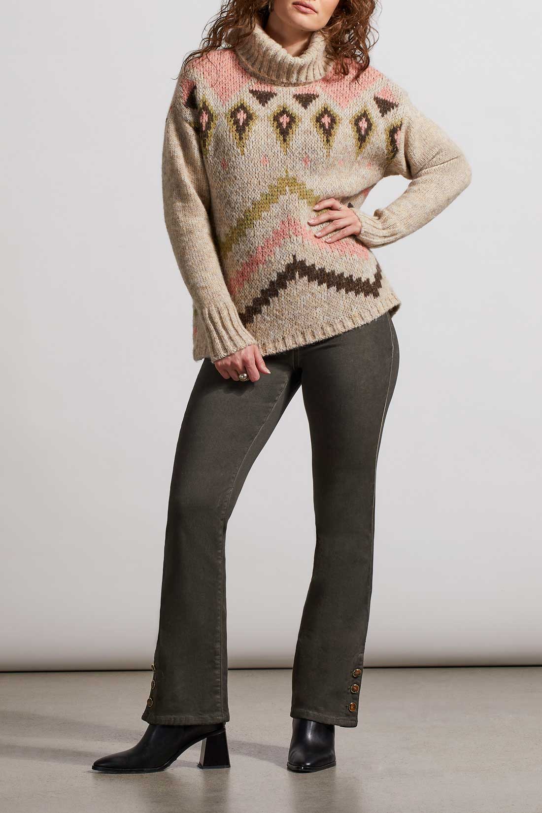 Tribal  Fall/Winter 2023-7990O/4863-Turtle Neck Sweater-Oatmeal - The Coach Pyramids