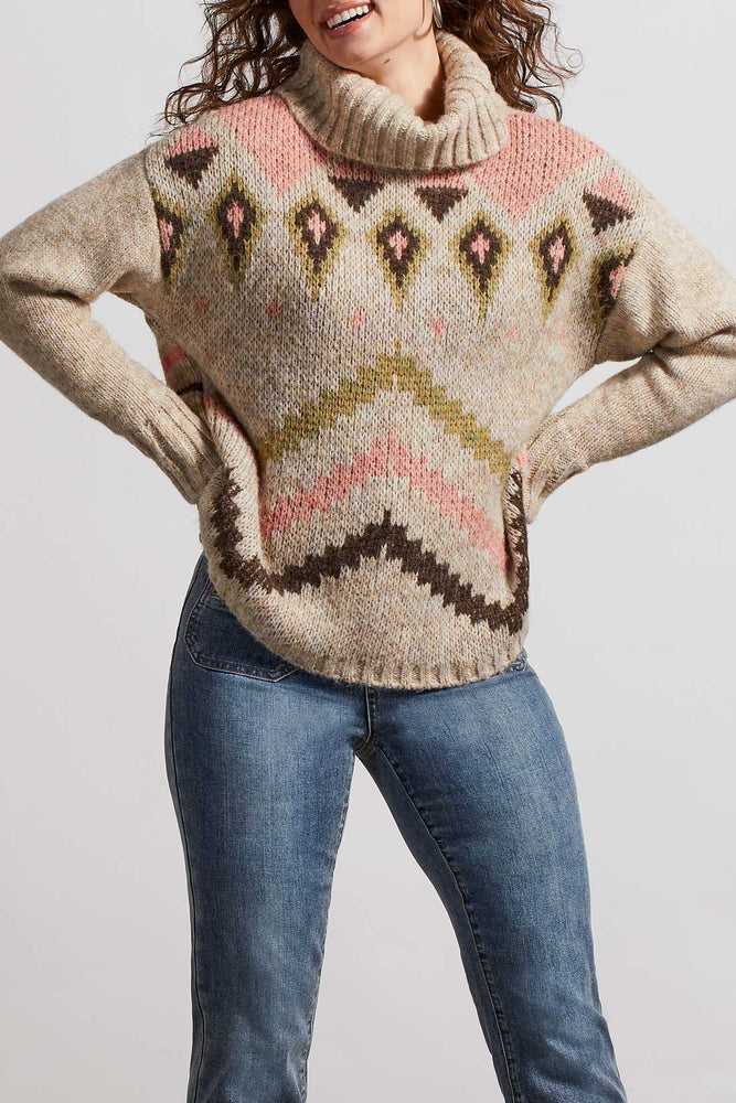 Tribal  Fall/Winter 2023-7990O/4863-Turtle Neck Sweater-Oatmeal - The Coach Pyramids