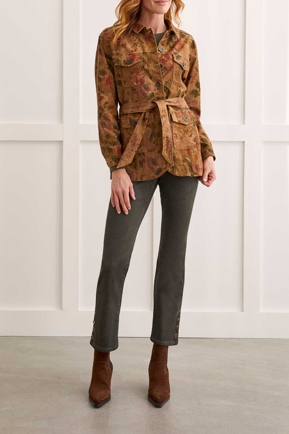 Tribal  Fall/Winter 2023-7991O/4815P-Long Printed Jacket-Teak Wood - The Coach Pyramids