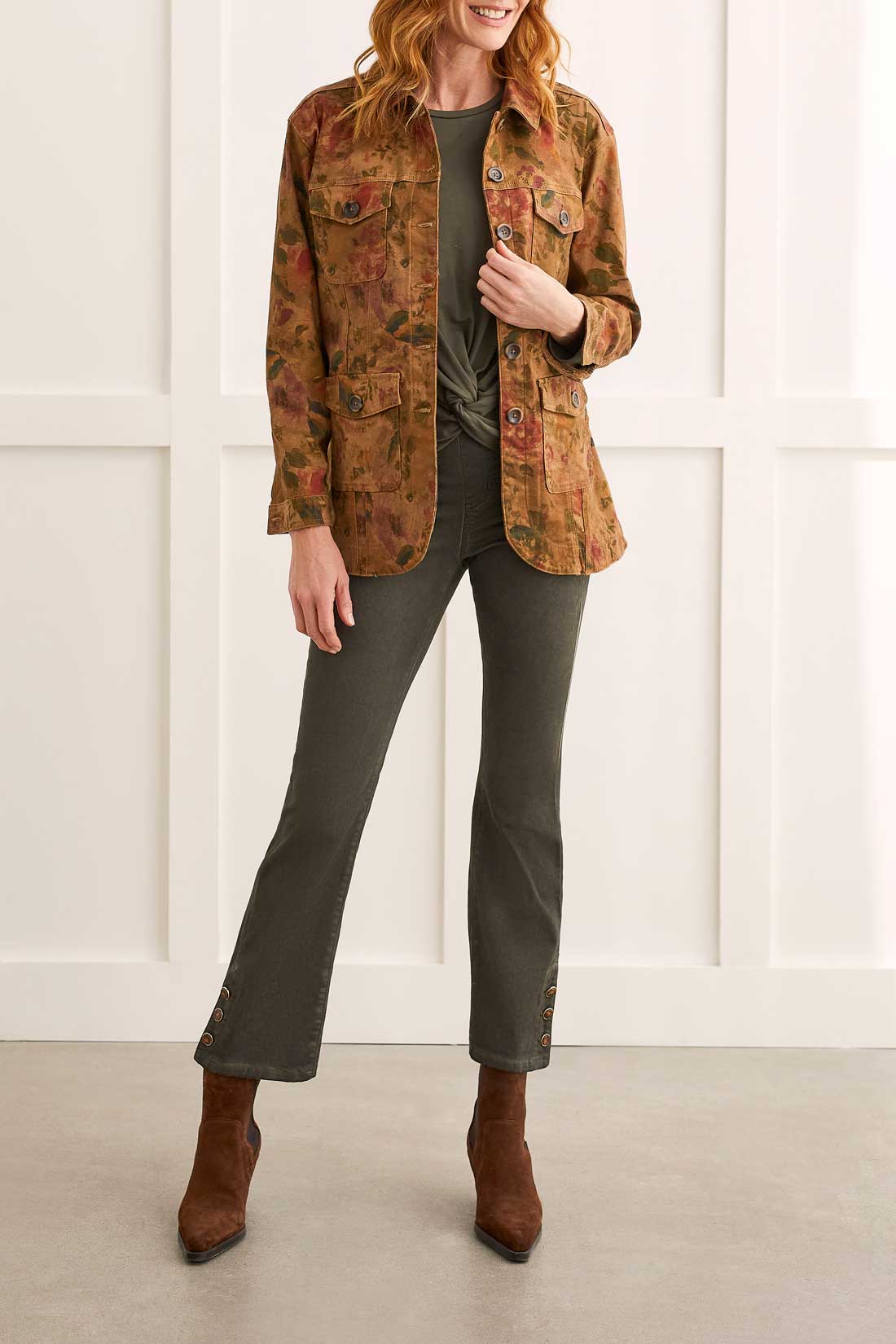Tribal  Fall/Winter 2023-7991O/4815P-Long Printed Jacket-Teak Wood - The Coach Pyramids