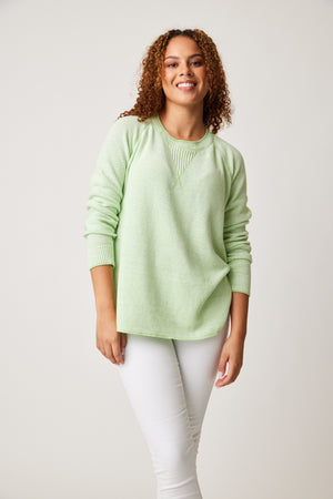 Parkhurst-Spring 2024-80049-Skyler Sweatshirt-Celery/White - The Coach Pyramids