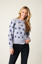 Parkhurst- Fall/Winter 2024-80108-2SR-Paw Print Sweater-Grey/Black