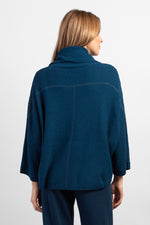 Habitat Fall/Winter 2023-H81023F3-Cowl Neck Poncho-Baltic - The Coach Pyramids