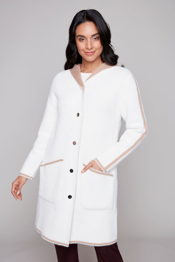 Carre Noir Fall/Winter 2025-8110-818C-Knit Cardigan-Beige - The Coach Pyramids