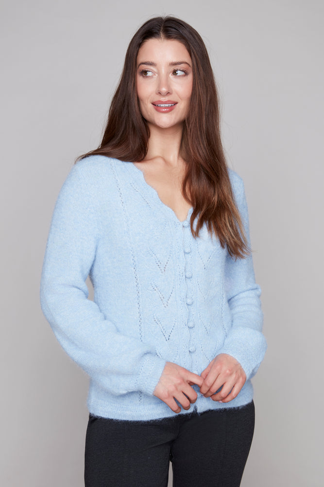 Carre Noir Fall/Winter 2025-8171-848C-Knit Cardigan-Light Blue - The Coach Pyramids