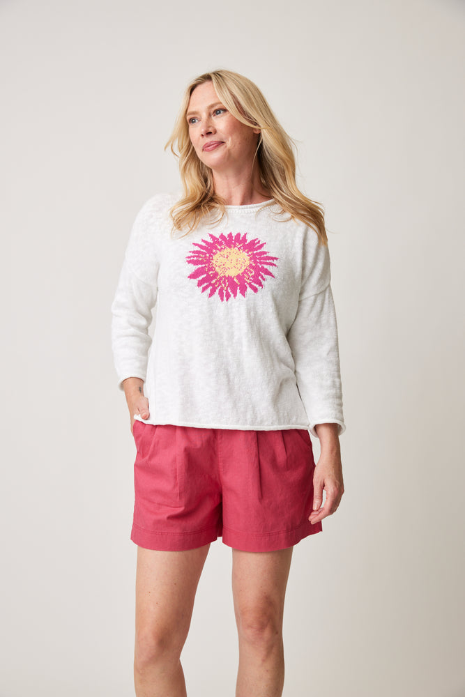 Parkhurst-Spring 2024-87273-Summer Flower Sweater-White Cherry Aster - The Coach Pyramids