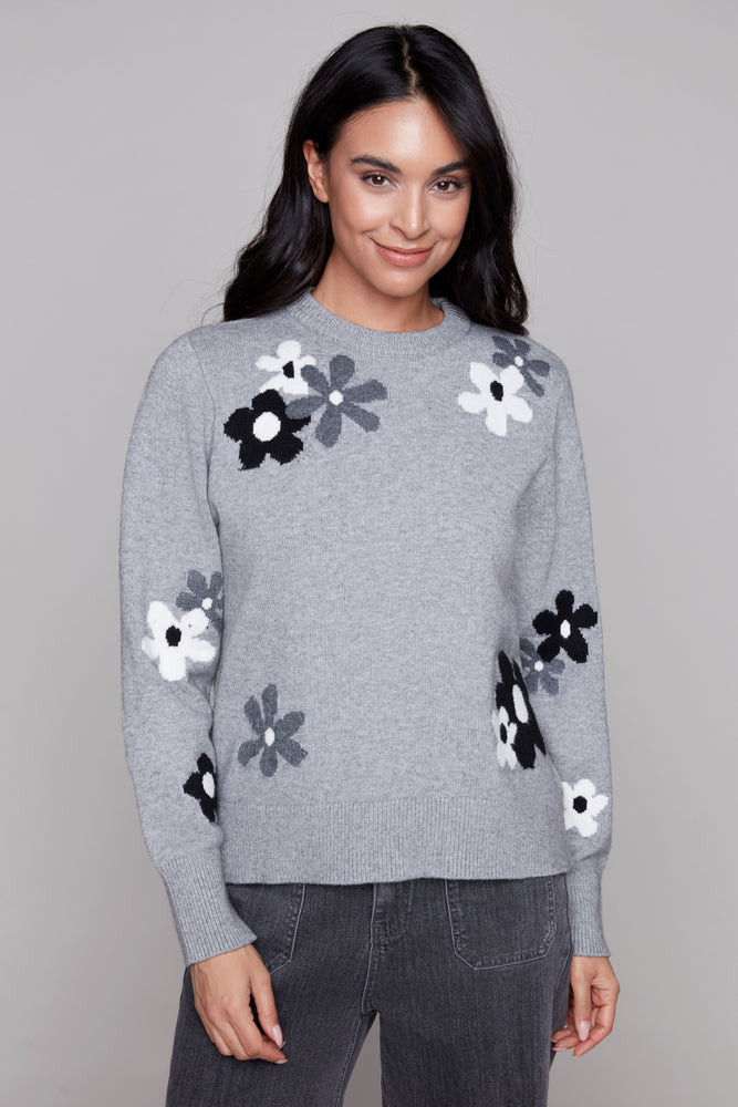 Carre Noir Fall/Winter 2025-8221-874C-Knit Sweater-Heather Grey