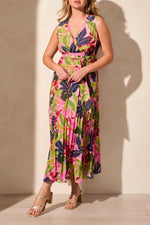 Tribal Spring/Summer 2025-899O-8076-Sleeveless Plisee Dress W/Lining-Tea Berry