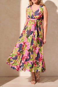 Tribal Spring/Summer 2025-899O-8076-Sleeveless Plisee Dress W/Lining-Tea Berry - The Coach Pyramids