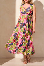 Tribal Spring/Summer 2025-899O-8076-Sleeveless Plisee Dress W/Lining-Tea Berry