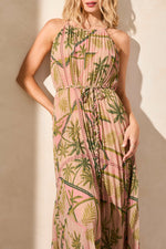 Tribal Spring/Summer 2025-919O-5240-Lined Maxi Plissee Dress-Aloe Leaf