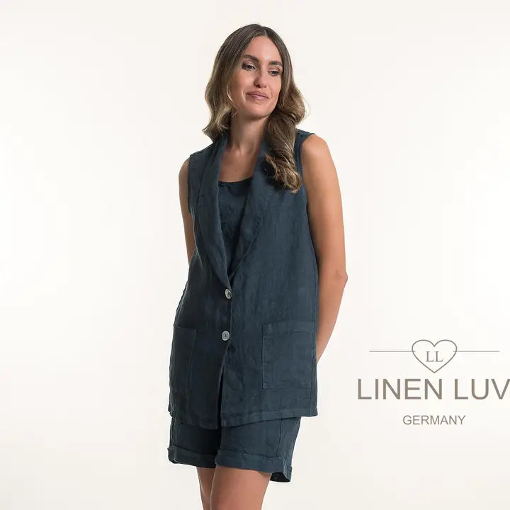 Linen Luv-TP1737-158-French Linen Vest-Dark Slate - The Coach Pyramids