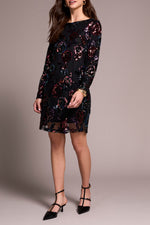 Tribal Fall 2025-945O-5053-Long Sleeve Lined Dress-Black/Multi - The Coach Pyramids